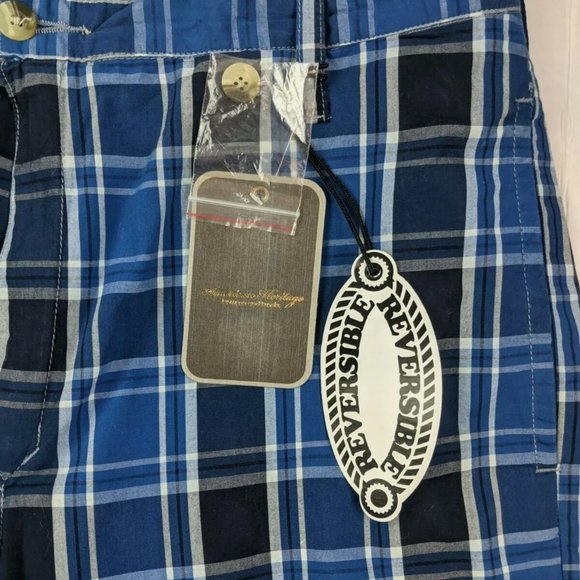 NWT $98 - American Heritage Men's Reversible Shorts - Blue Plaid & Solid - 34 - Picture 6 of 8